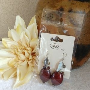 2/$12 Earthy Bohemian Maroon Beaded Earnings